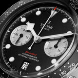 tudor black bay chrono 41mm black dial steel on leather strap automatic chronograph watch lifestyle image