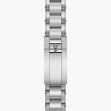 tudor black bay pro 39mm black dial steel on steel bracelet automatic watch showing folding clasp