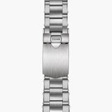 tudor black bay gmt 41mm opaline dial steel on steel bracelet automatic watch showing folding clasp