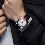 tudor black bay gmt 41mm opaline dial steel on fabric strap automatic watch lifestyle image