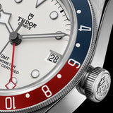 tudor black bay gmt 41mm opaline dial steel on fabric strap automatic watch lifestyle image
