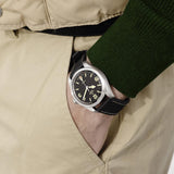 tudor ranger 39mm black dial steel on hybrid leather and rubber strap automatic watch lifestyle image