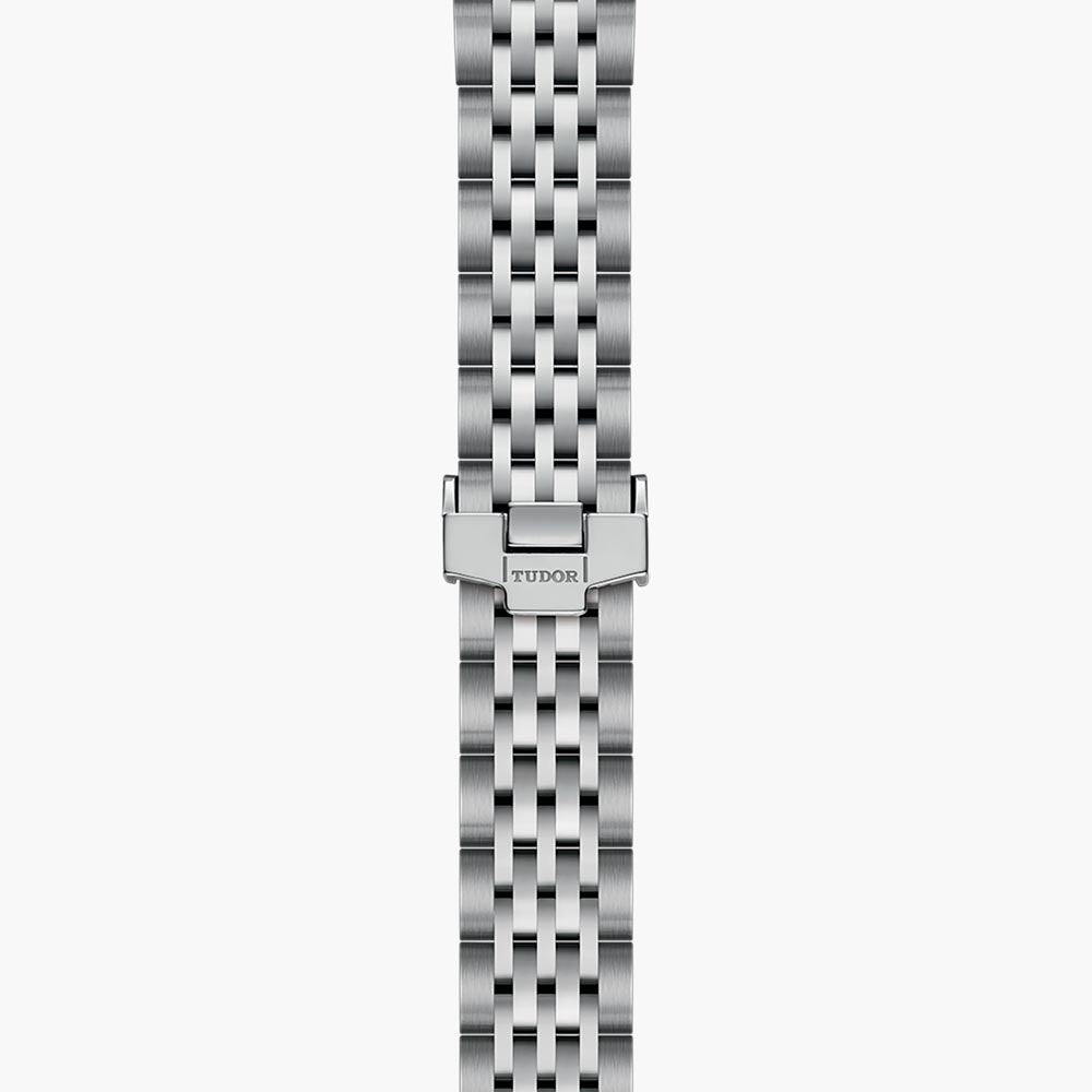 tudor 1926 28mm silver dial automatic steel on steel bracelet watch showing folding clasp