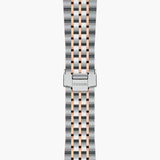 tudor 1926 41mm black diamond dot dial rose gold and steel on rose gold and steel bracelet automatic watch showing folding clasp