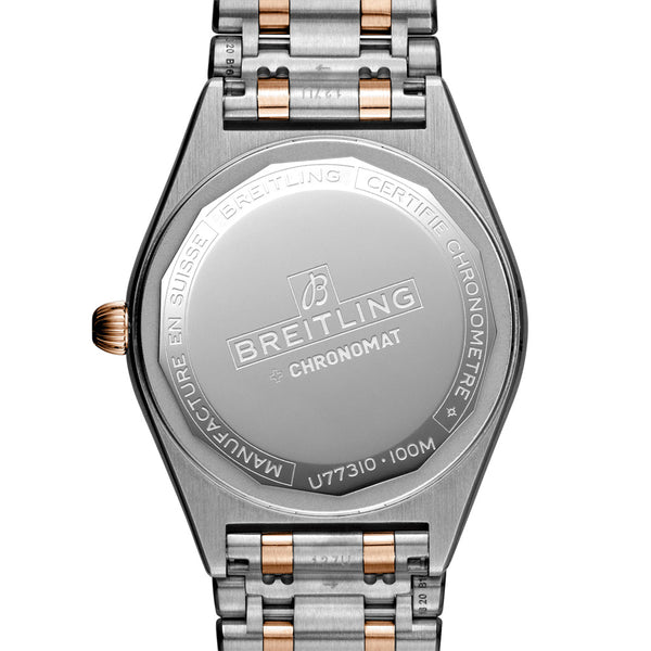 Breitling Chronomat 32mm MOP Diamond Dot Dial 18ct Red Gold & Steel Ladies Quartz Watch U77310101A2U1