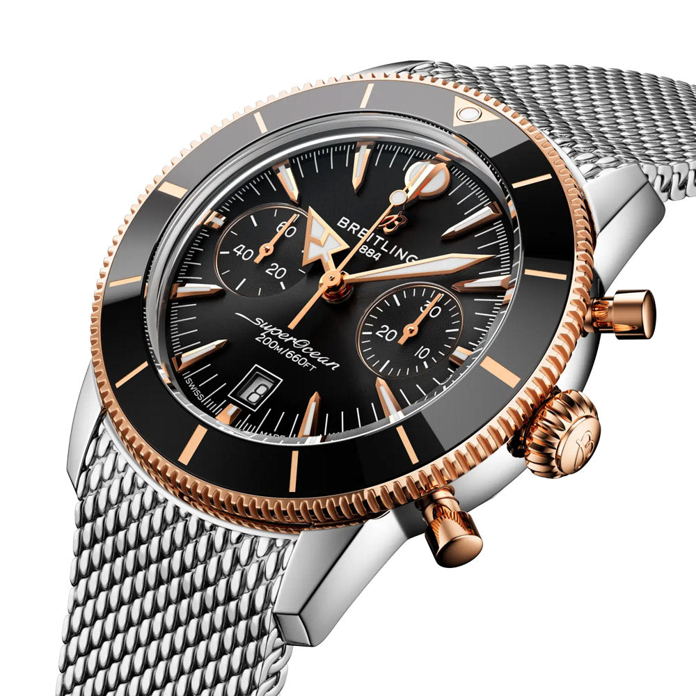 Breitling Superocean Heritage B01 Chronograph 42mm Black Dial Steel & 18ct Rose Gold Automatic Gents Watch UB0156H11B1A1