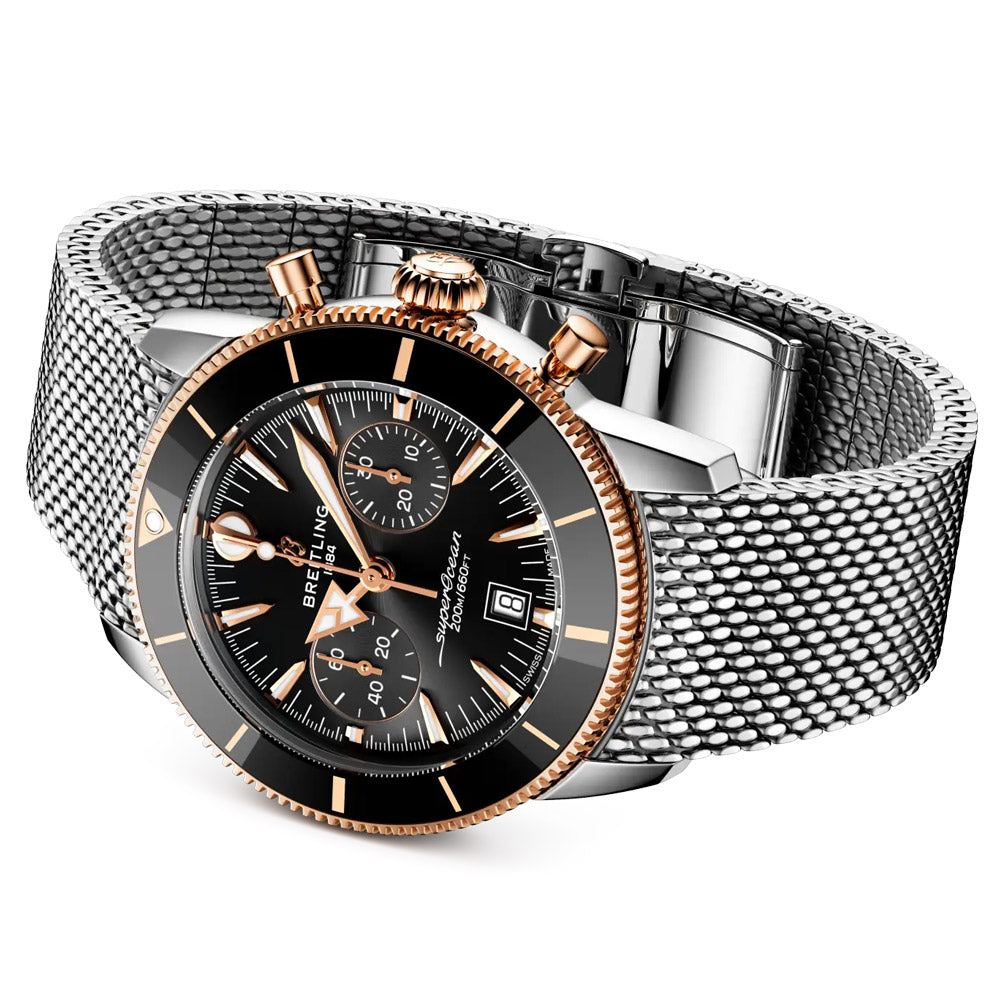 Breitling Superocean Heritage B01 Chronograph 42mm Black Dial Steel & 18ct Rose Gold Automatic Gents Watch UB0156H11B1A1