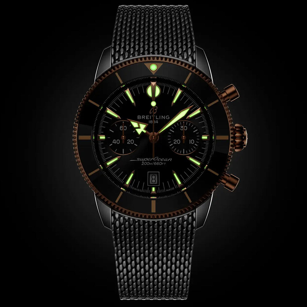 Breitling Superocean Heritage B01 Chronograph 42mm Black Dial Steel & 18ct Rose Gold Automatic Gents Watch UB0156H11B1A1