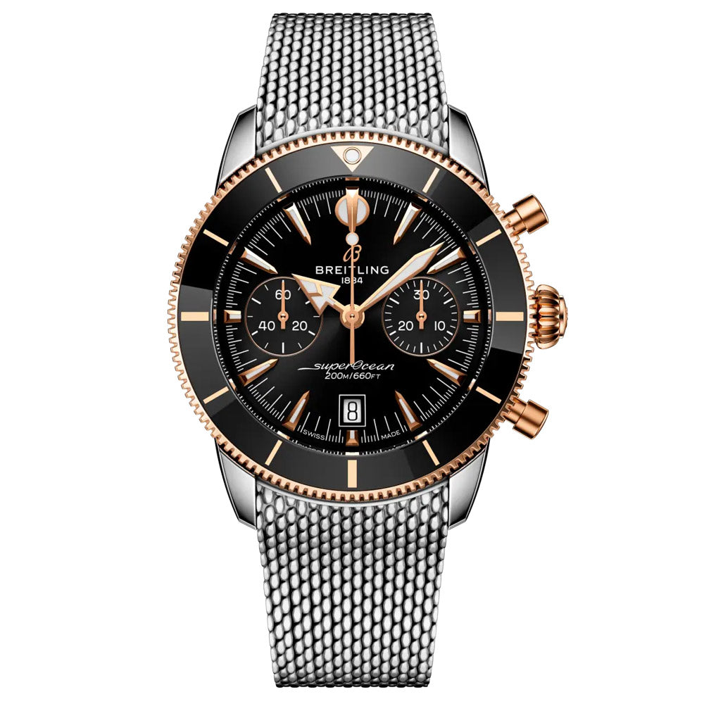Breitling Superocean Heritage B01 Chronograph 42mm Black Dial Steel & 18ct Rose Gold Automatic Gents Watch UB0156H11B1A1