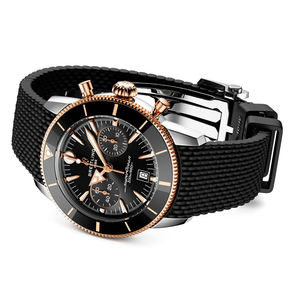 Breitling Superocean Heritage B01 Chronograph 42mm Black Dial Steel & 18ct Rose Gold Automatic Gents Watch UB0156H11B1S1