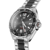 tag heuer formula 1 43mm grey dial steel and ceramic automatic watch front side facing upright image