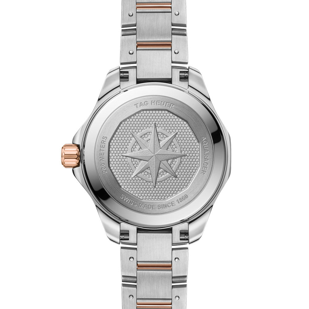 TAG Heuer Aquaracer Professional 200 Solargraph 34mm Black Diamond Dot Dial 18ct Rose Gold Plated Steel Quartz Ladies Watch WBP1324.BB0005