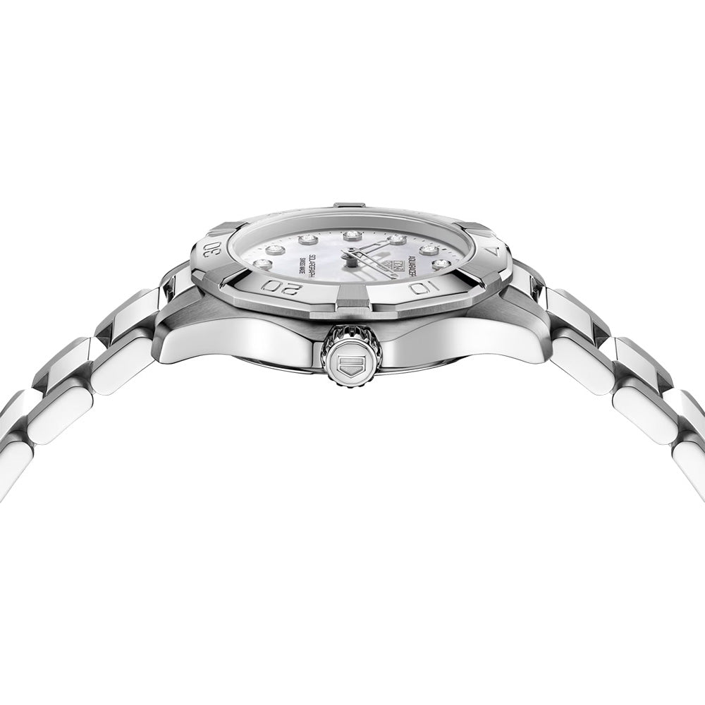TAG Heuer Aquaracer Professional 100 Solargraph MOP Diamond Dot Dial 28mm Quartz Ladies Watch WBP141H.BA0049