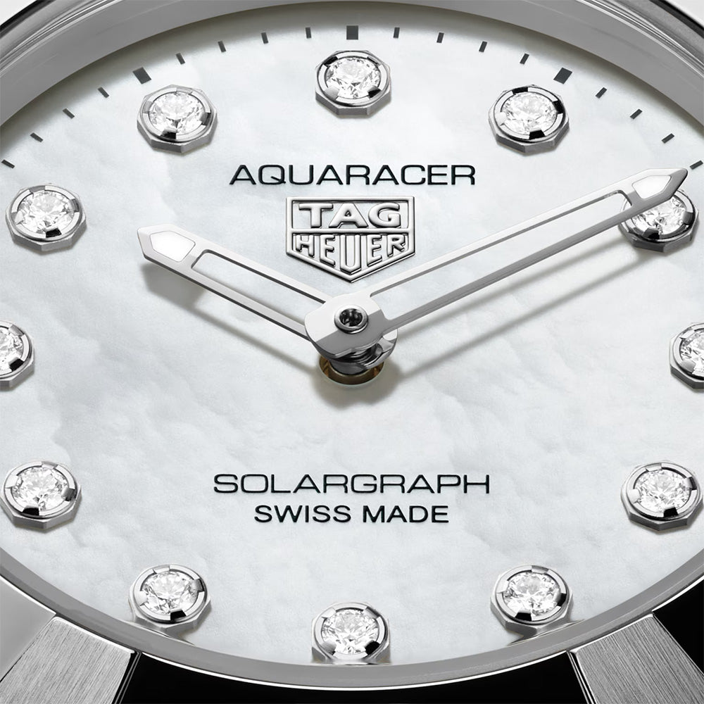 TAG Heuer Aquaracer Professional 100 Solargraph MOP Diamond Dot Dial 28mm Quartz Ladies Watch WBP141H.BA0049