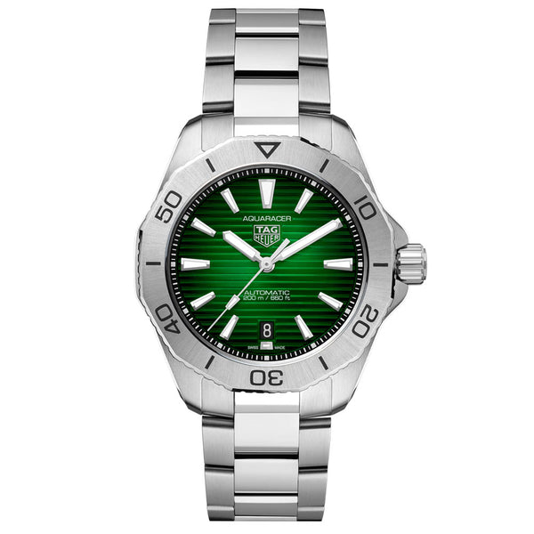 tag heuer aquaracer professional 200 green dial 40mm automatic gents watch
