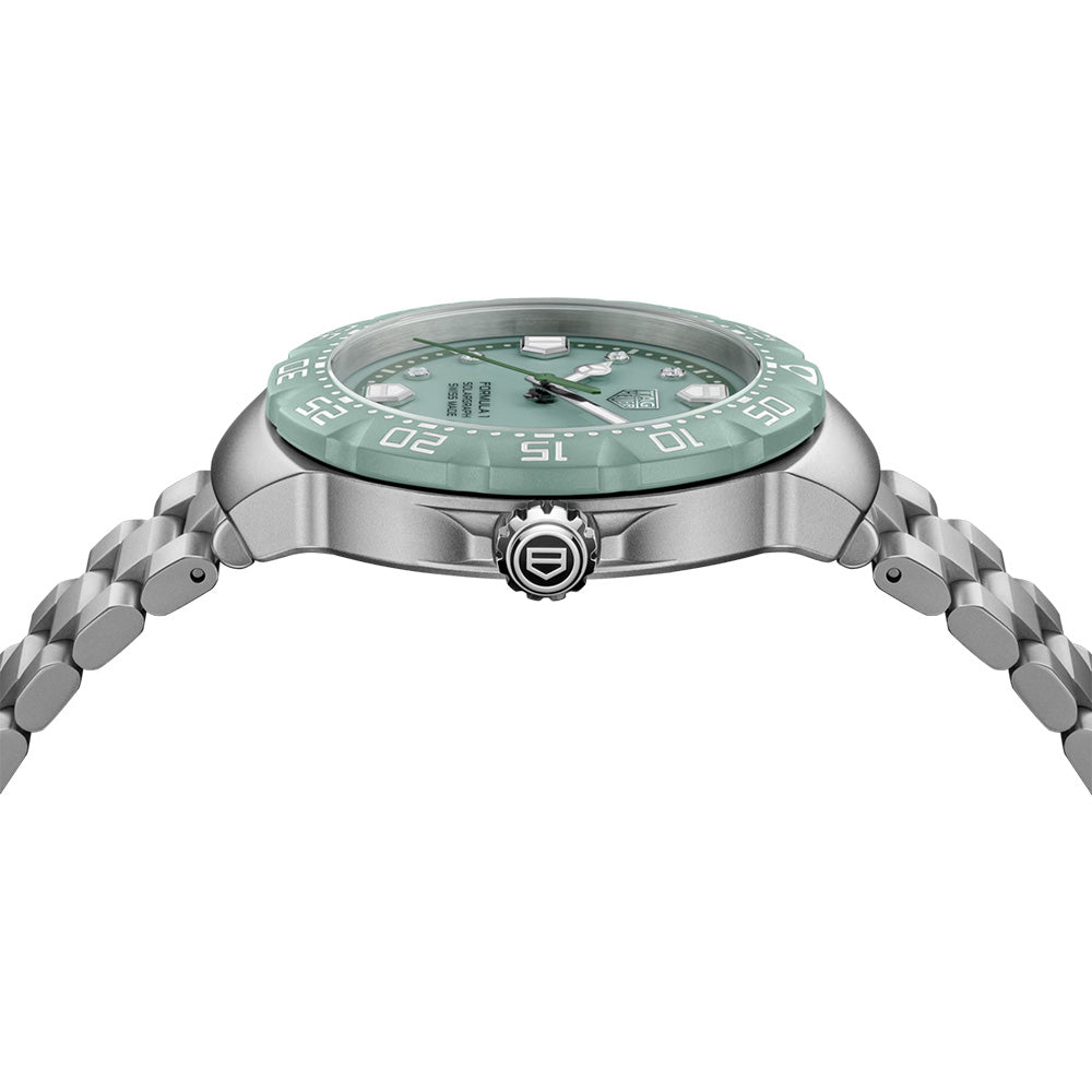 TAG Heuer Formula 1 Solargraph Limited Edition 38mm Green Diamond Dot Dial TH-Polylight Quartz Watch WBY111B.BA0042
