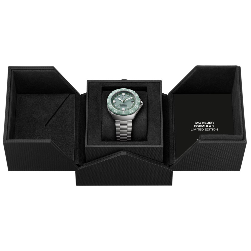 TAG Heuer Formula 1 Solargraph Limited Edition 38mm Green Diamond Dot Dial TH-Polylight Quartz Watch WBY111B.BA0042