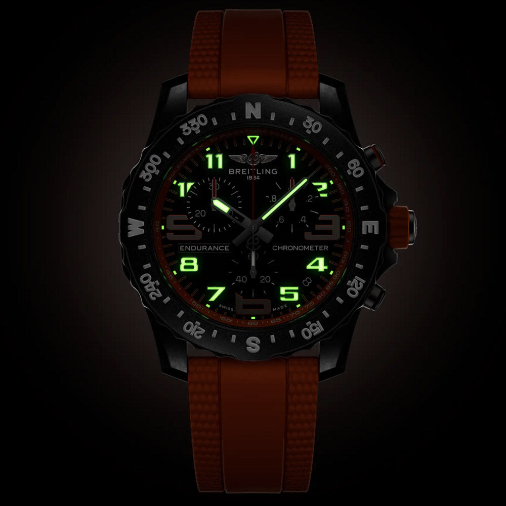 Breitling Endurance Pro 44mm Black Orange Dial Breitlight Quartz Gents