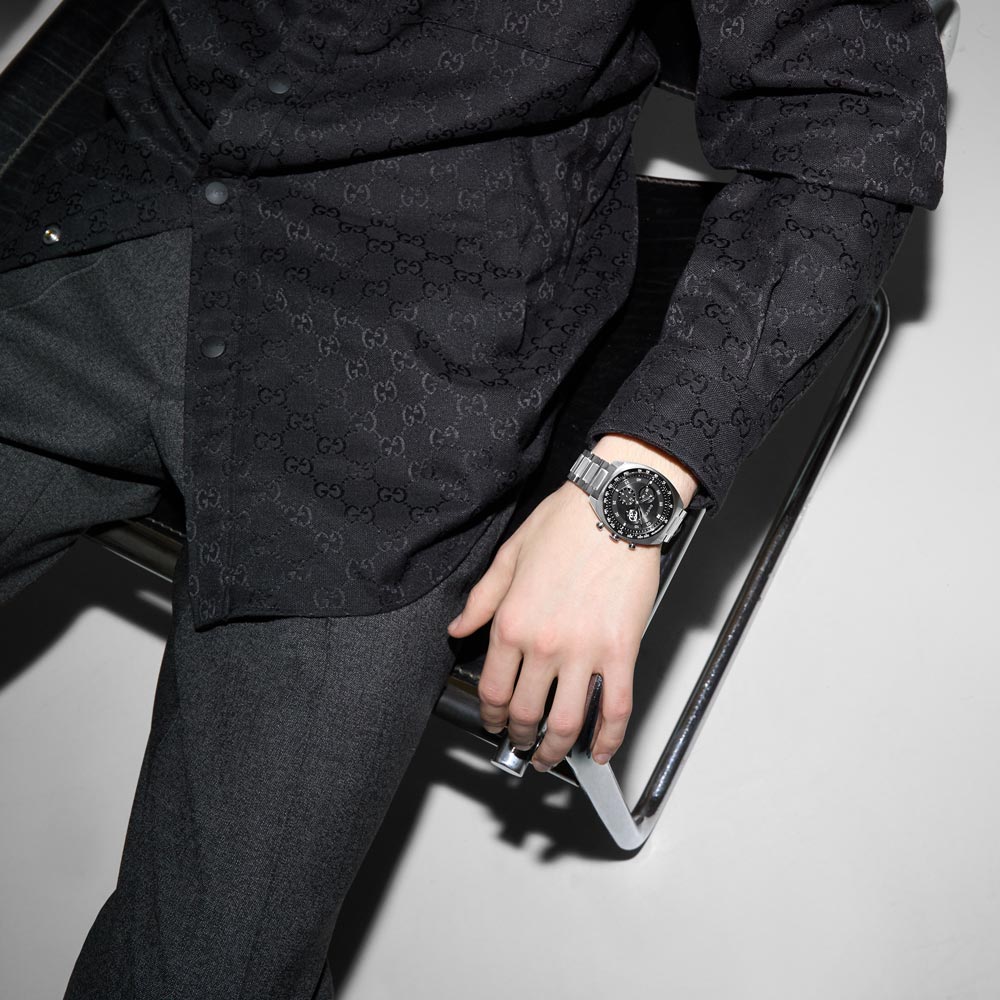 Gucci Interlocking 41mm Black Dial Quartz Chronograph Gents Watch YA14