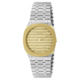 Gucci 25H 30mm Gold Dial Gold Plated Steel Quartz Watch YA163502