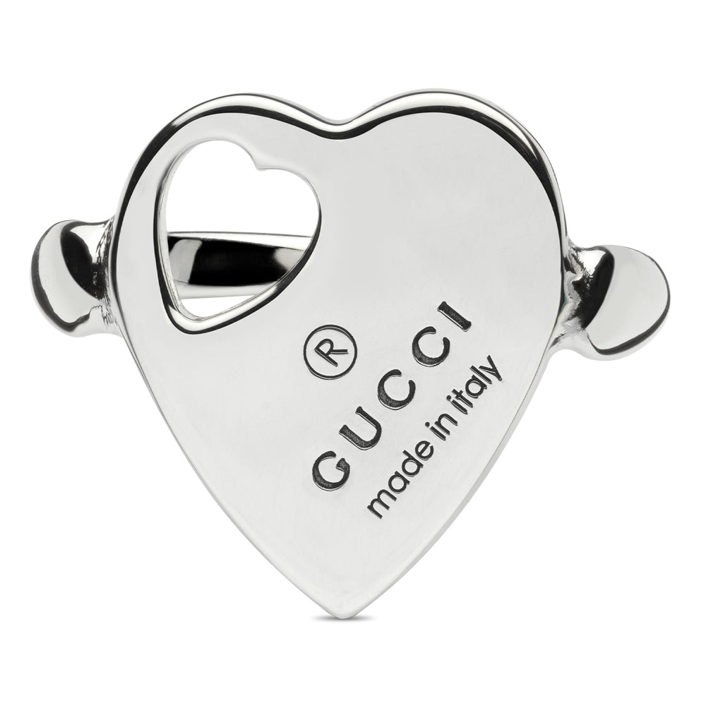 Gucci Trademark Silver Heart Ring YBC796357001