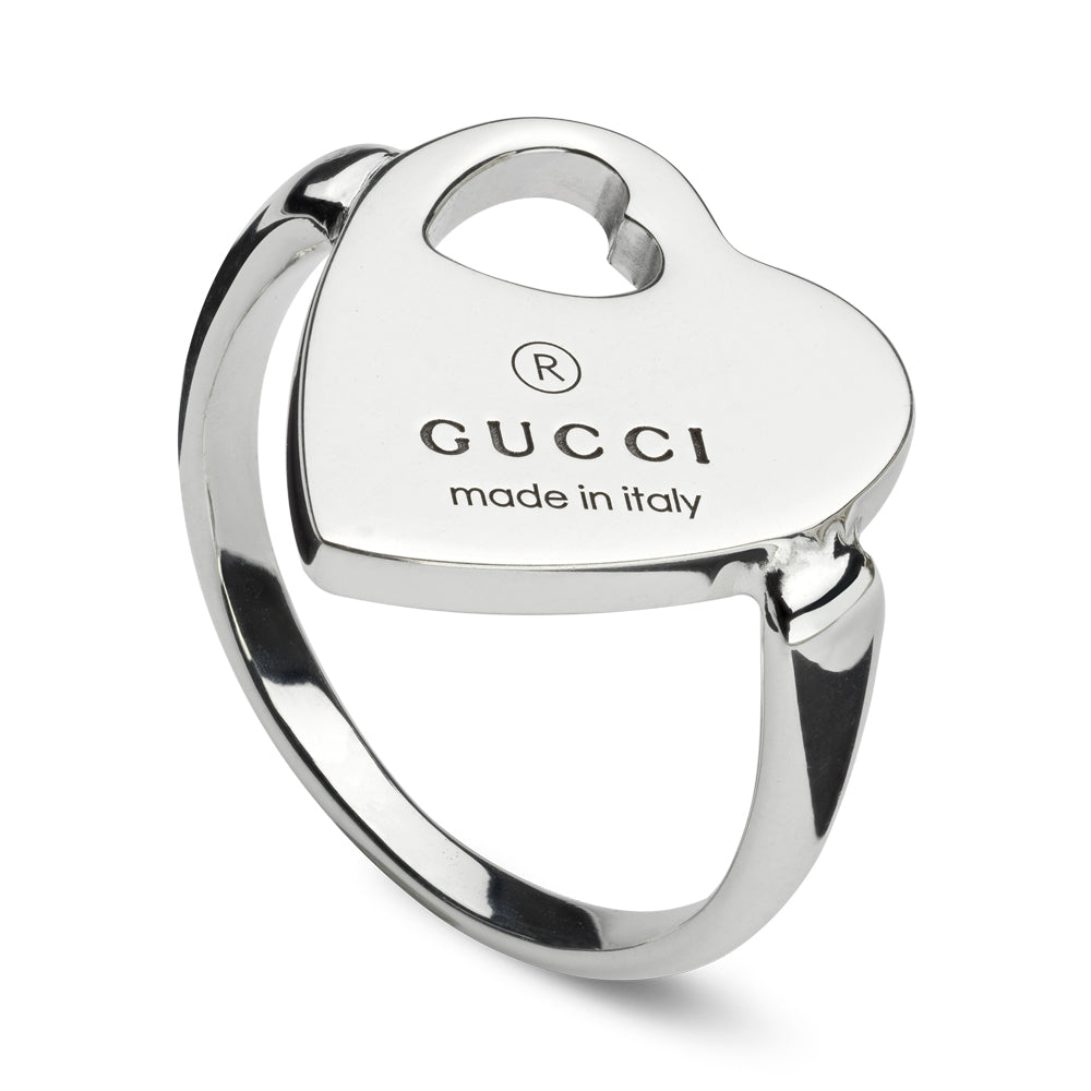 Gucci Trademark Silver Heart Ring YBC796357001