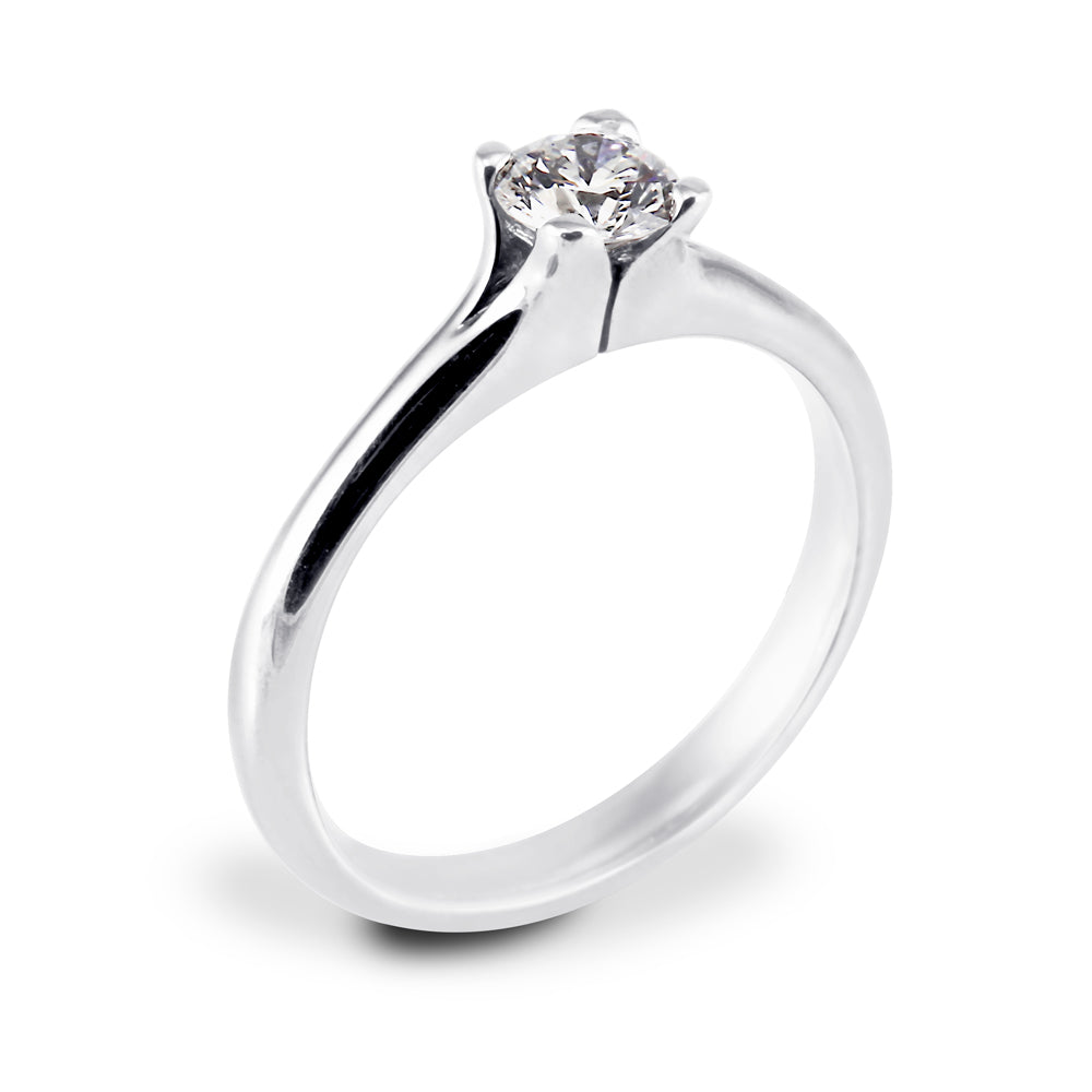 Platinum 0.42ct Round Brilliant Cut F VS1 Diamond Solitaire Engagement Ring