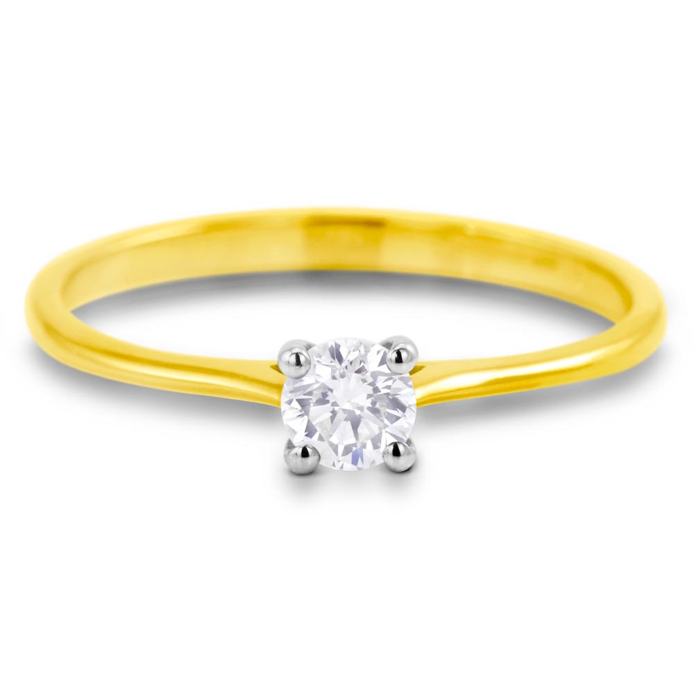 The Jasmine 18ct Yellow Gold 0.30ct Round Brilliant Cut Diamond Solitaire Engagement Ring