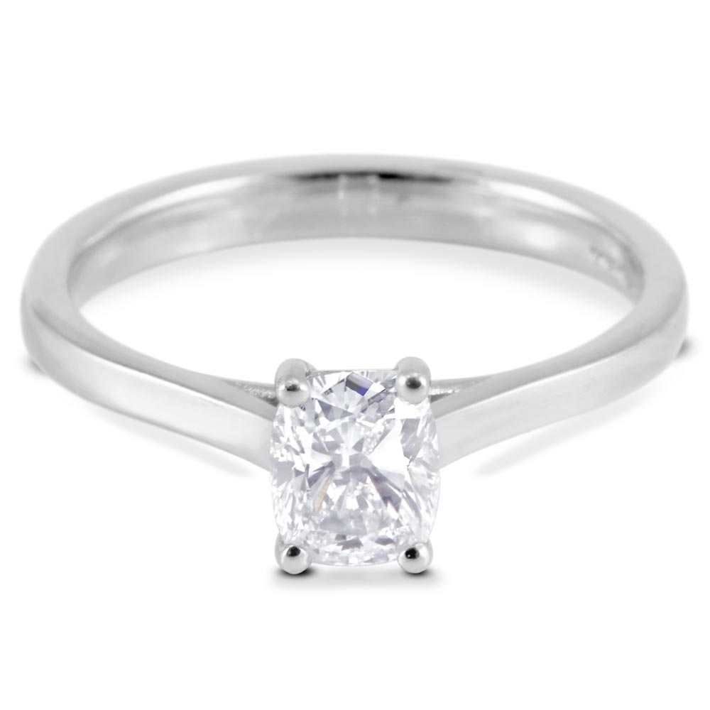Platinum 0.70ct D VS2 Cushion Cut Diamond Engagement Ring