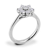Platinum 0.75ct Round Brilliant Cut Diamond Seven Stone Flower Engagement Ring