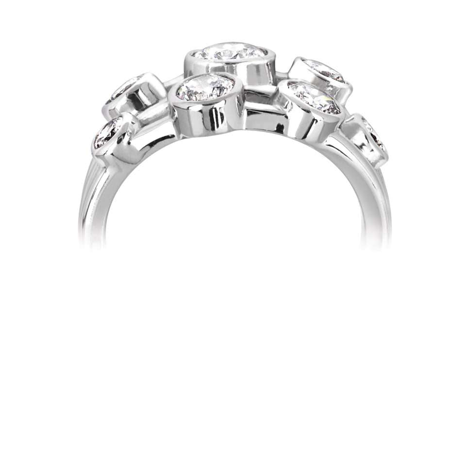Platinum 1.00ct Seven Stone Diamond Bubble Ring
