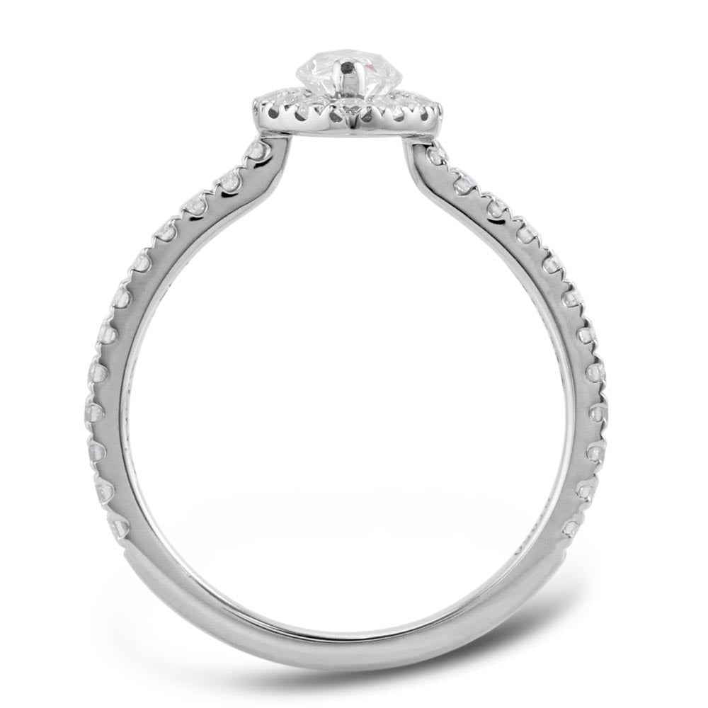 Platinum 0.89ct Marquise And Round Brilliant Cut Diamond Engagement Ring With Diamond Halo And Diamond Set Shoulders