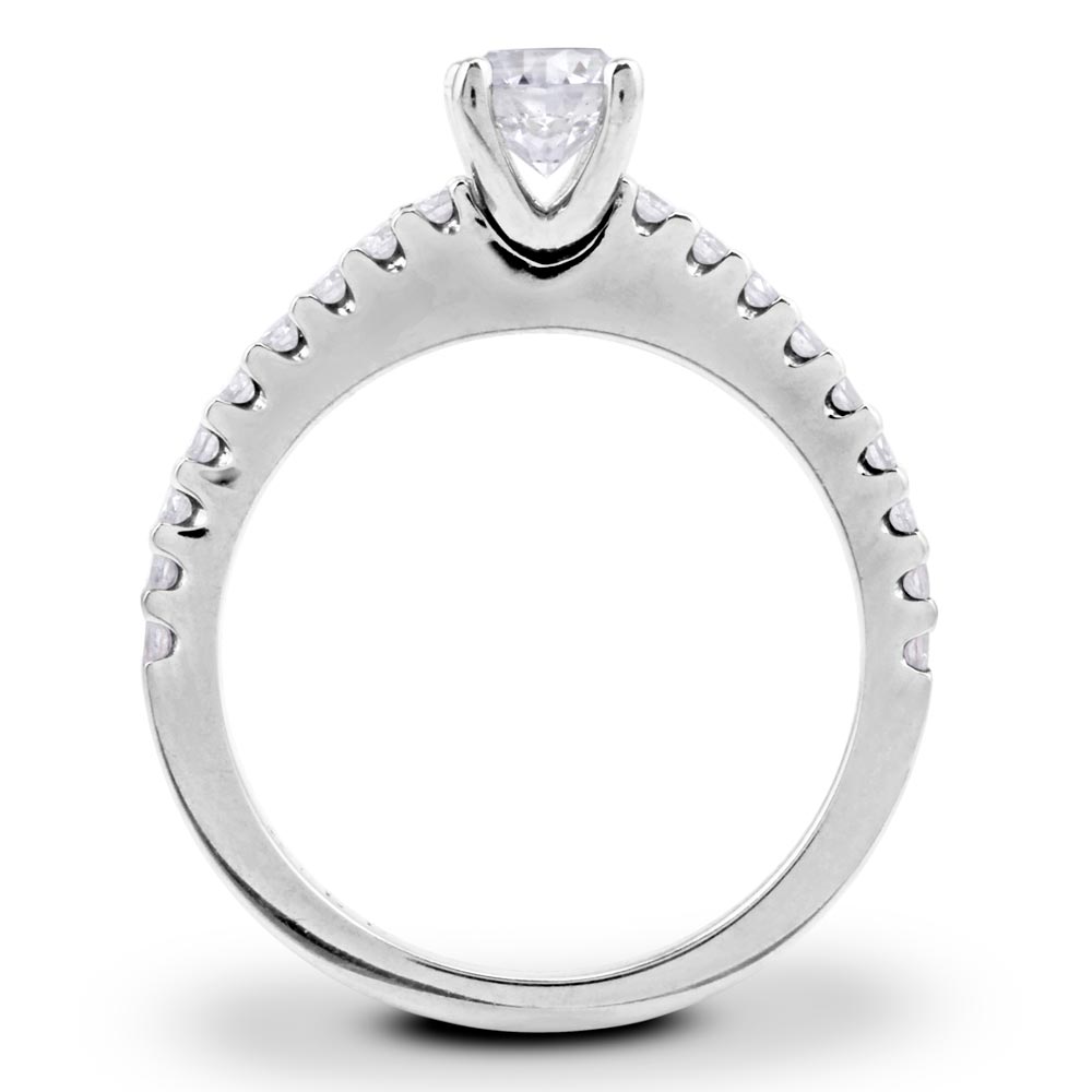Platinum 0.51ct Round Brilliant Diamond & 0.34ct Diamond Set Shoulders Engagement Ring