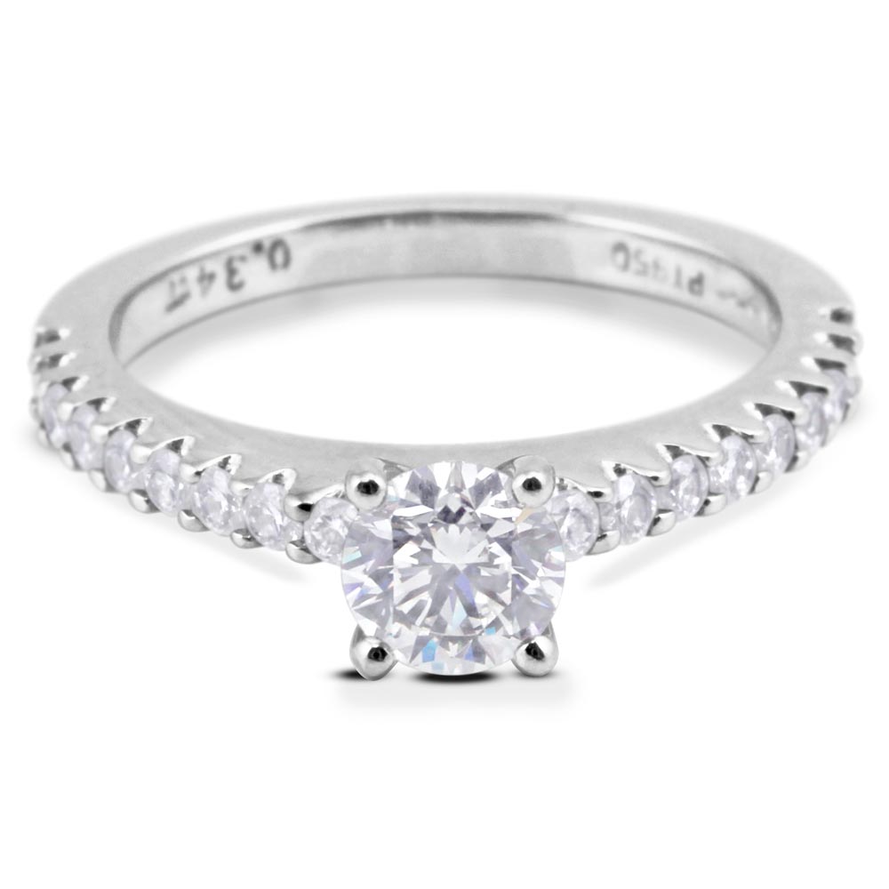 Platinum 0.51ct Round Brilliant Diamond & 0.34ct Diamond Set Shoulders Engagement Ring