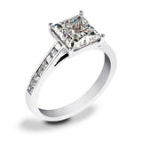 Platinum 2.26ct Princess Cut Diamond Set Shoulders Engagement Ring Side Closeup