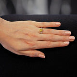 The Waterlily Platinum Cushion Cut Yellow Diamond Solitaire Engagement Ring With Diamond Set Shoulders