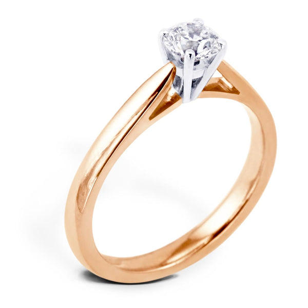 The Malva 18ct Rose Gold And 18ct White Gold Round Brilliant Cut Diamond Solitaire Engagement Ring