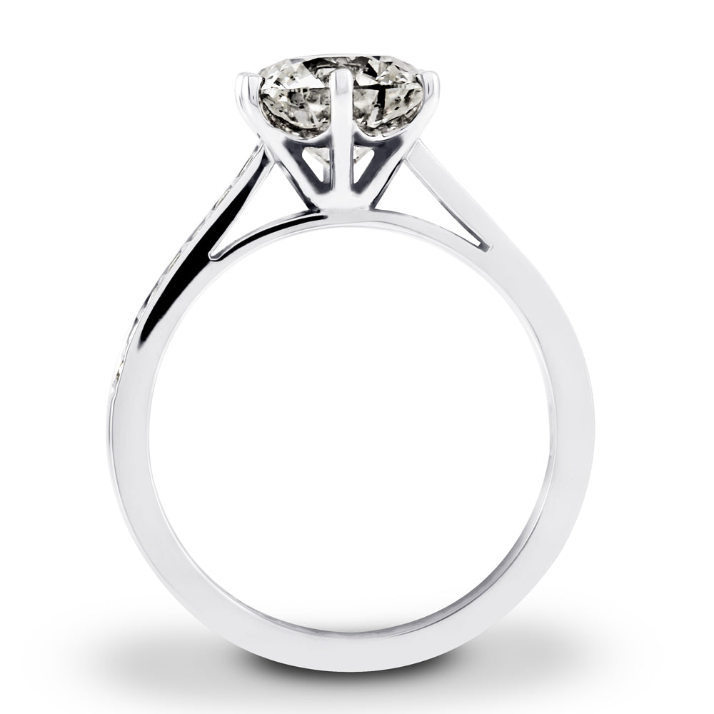 Platinum 2.22ct Round Brilliant Cut Diamond Set Shoulders Engagement Ring