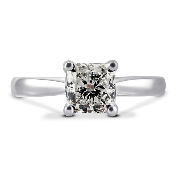 Platinum 1.50ct Radiant Cut Diamond Solitaire Engagement Ring