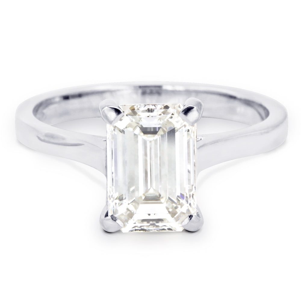The Hazel Platinum Emerald Cut Diamond Solitaire Engagement Ring