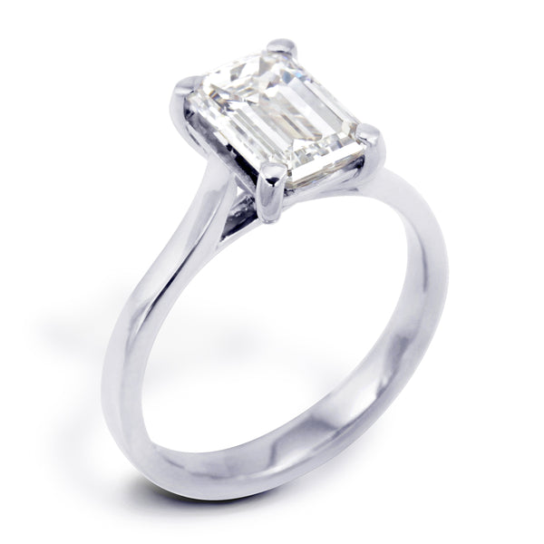 The Hazel Platinum Emerald Cut Diamond Solitaire Engagement Ring