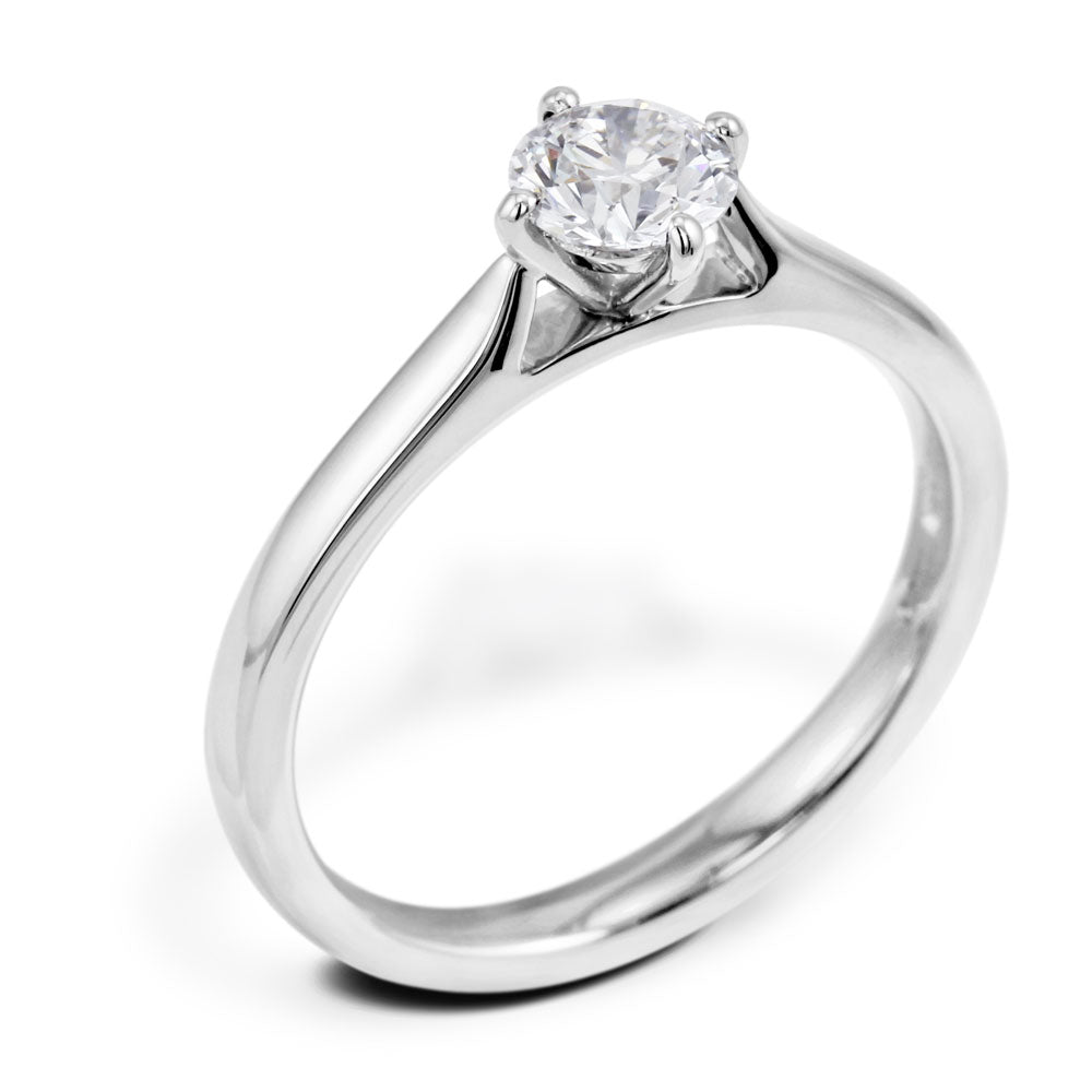 The Willow Platinum Round Brilliant Cut Diamond Solitaire Engagement Ring