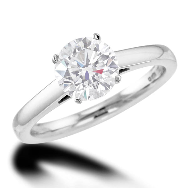 The Tansy Platinum Round Brilliant Cut Diamond Solitaire Engagement Ring
