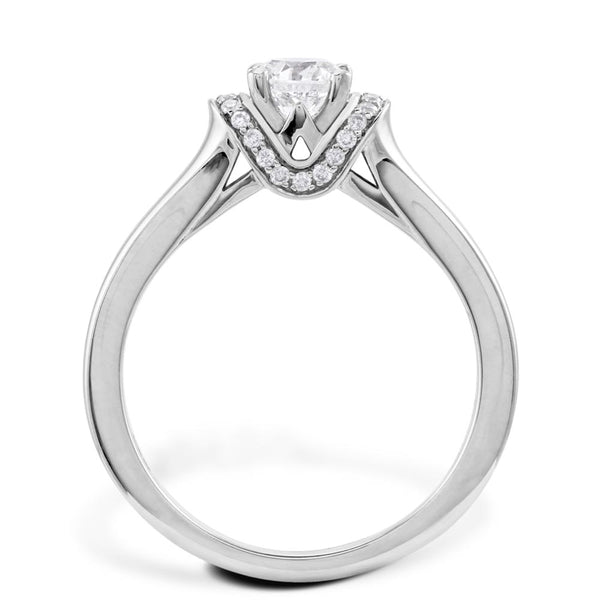 Platinum 0.50ct Round Brilliant Cut Diamond Engagement Ring With 0.26ct Diamond Collar