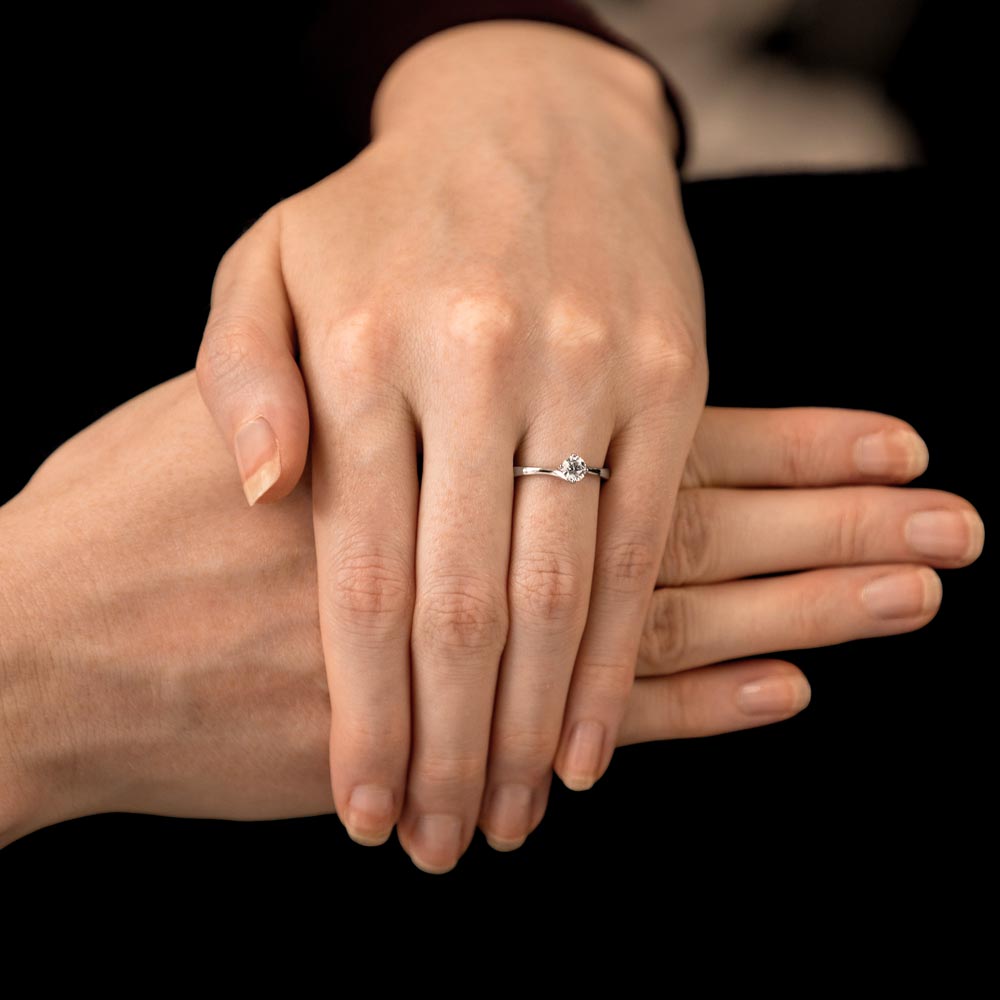 The Rose Platinum Round Brilliant Cut Diamond Solitaire Engagement Ring