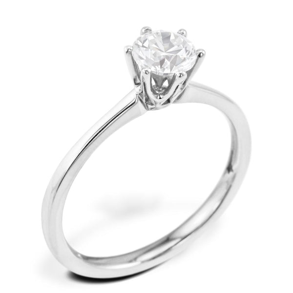Platinum 0.60ct Round Brilliant Cut Diamond Six Claw Engagement Ring