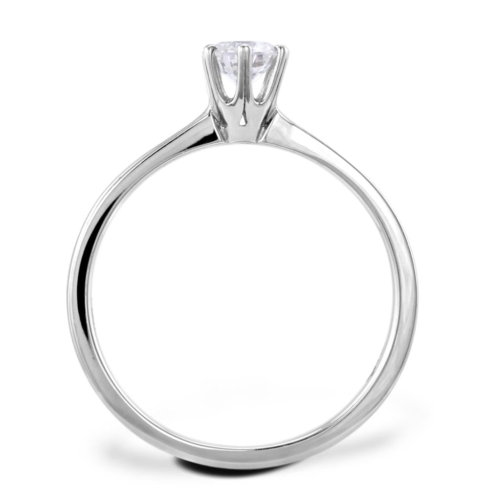 Platinum 0.30ct Round Brilliant Cut Diamond Six Claw Engagement Ring