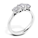 The Alyssa Platinum Round Brilliant Cut Diamond Three Stone Engagement Ring