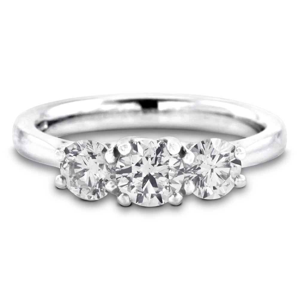 The Alyssa Platinum Round Brilliant Cut Diamond Three Stone Engagement Ring