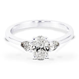 Platinum 1.00ct Oval and Pear Cut Diamond Three Stone Engagement Ring